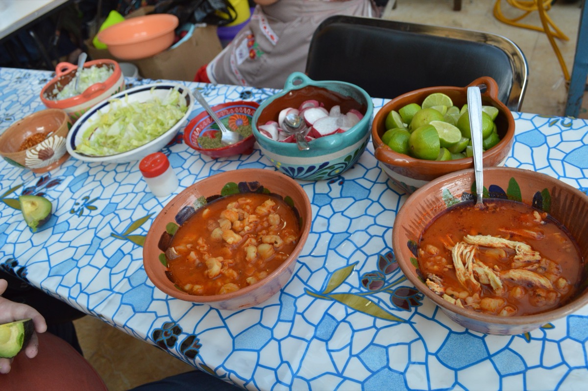 Pozole rojo bowl