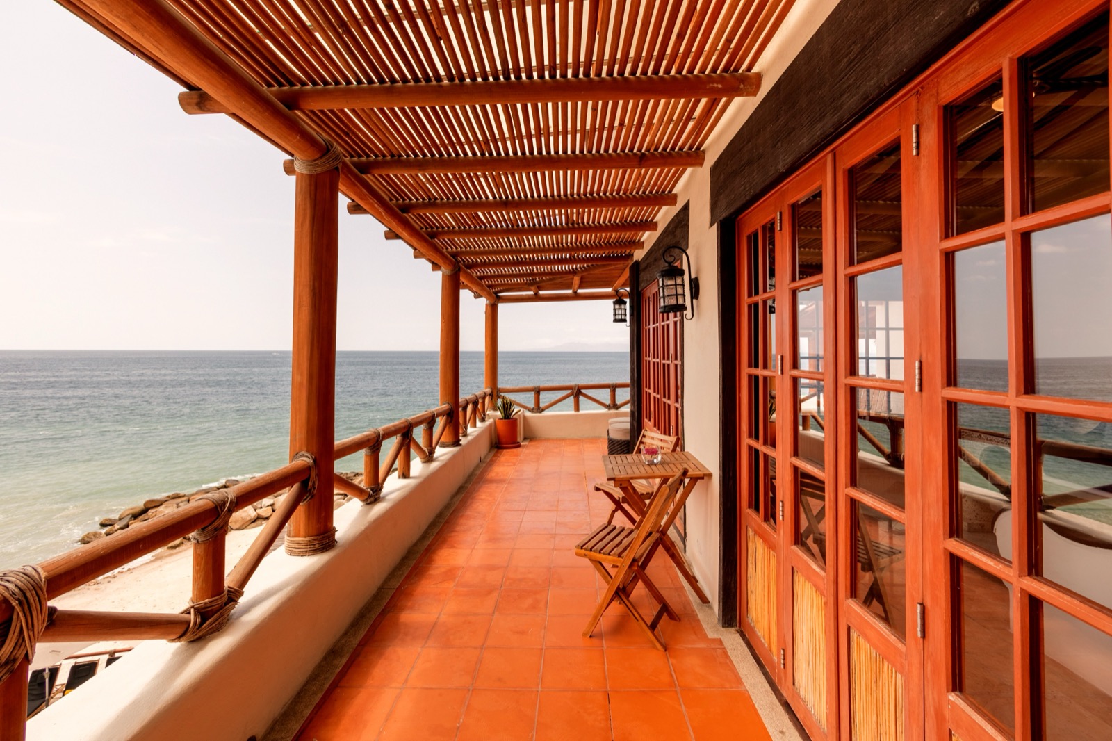 The ocean-view terrace at Hotel Playa Fiesta