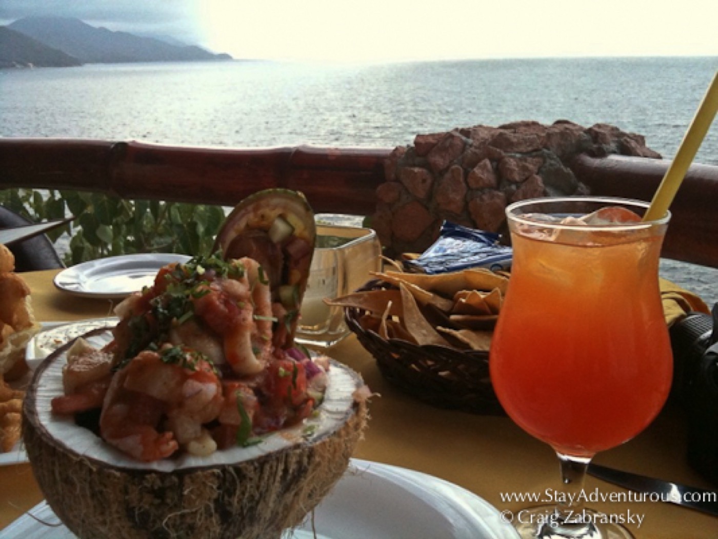 Shrimp cocktail at Le Kliff at sunset